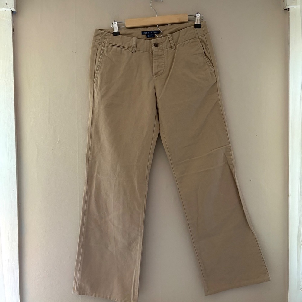 VTG Ralph Lauren Womens Straight Low Rise Chino Pants 6 Tan Khaki Office Y2K